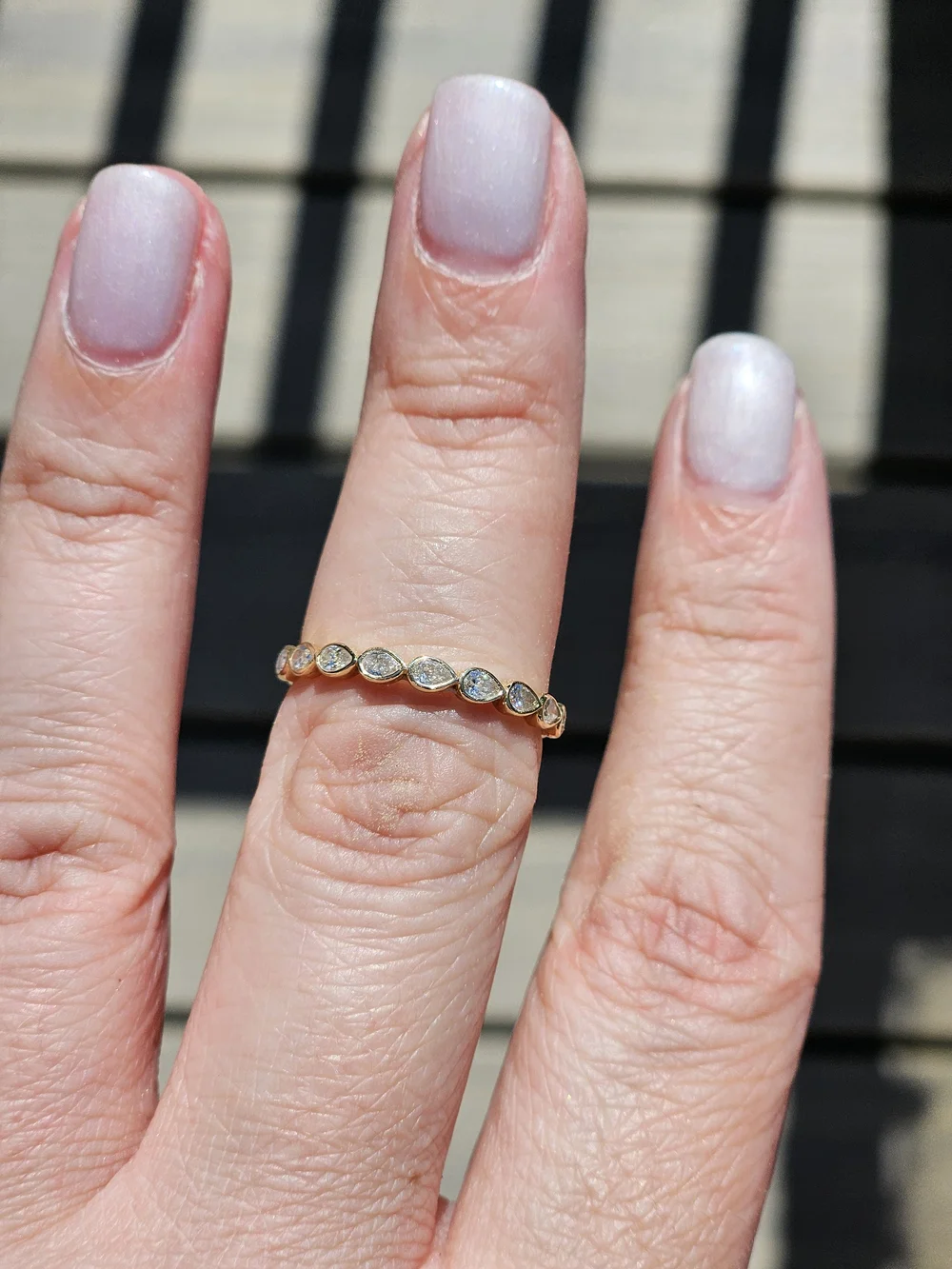 Yellow Gold (14K) Pear Cut Natural Diamond Wedding Band